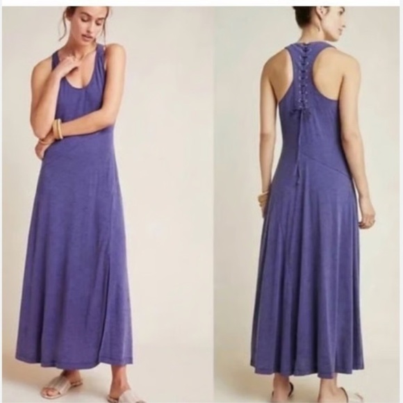 Anthropologie Dresses & Skirts - Anthropologie NWT Lace Up Racer Back Purple Long Casual Maxi Dress Size XL
